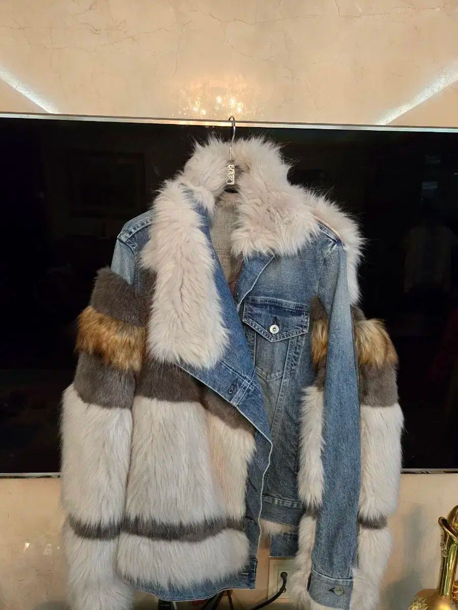 サカイ デニム ファー トリミング ジャケット