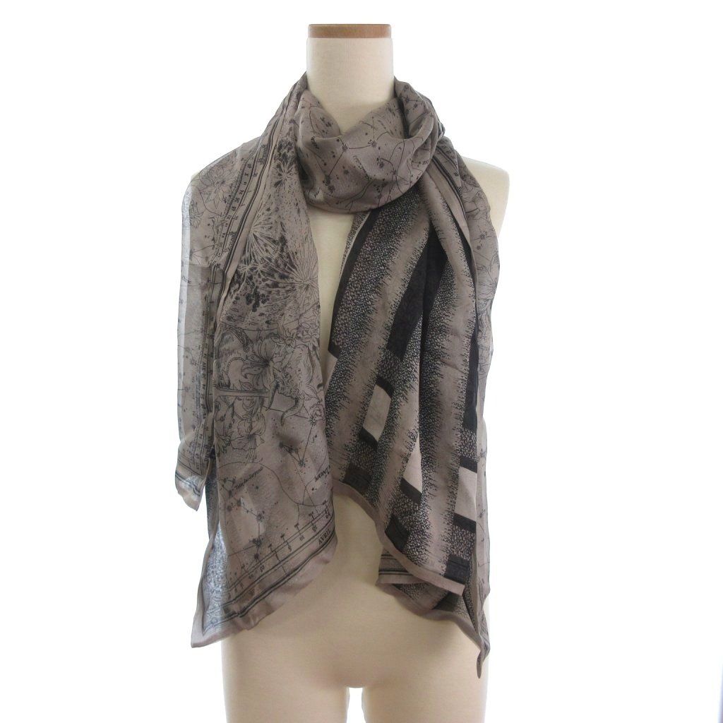  マル MAL. 星座 スカーフ ショール シルク 総柄 グレー系 小物 OM バンダナ スカーフ 小物