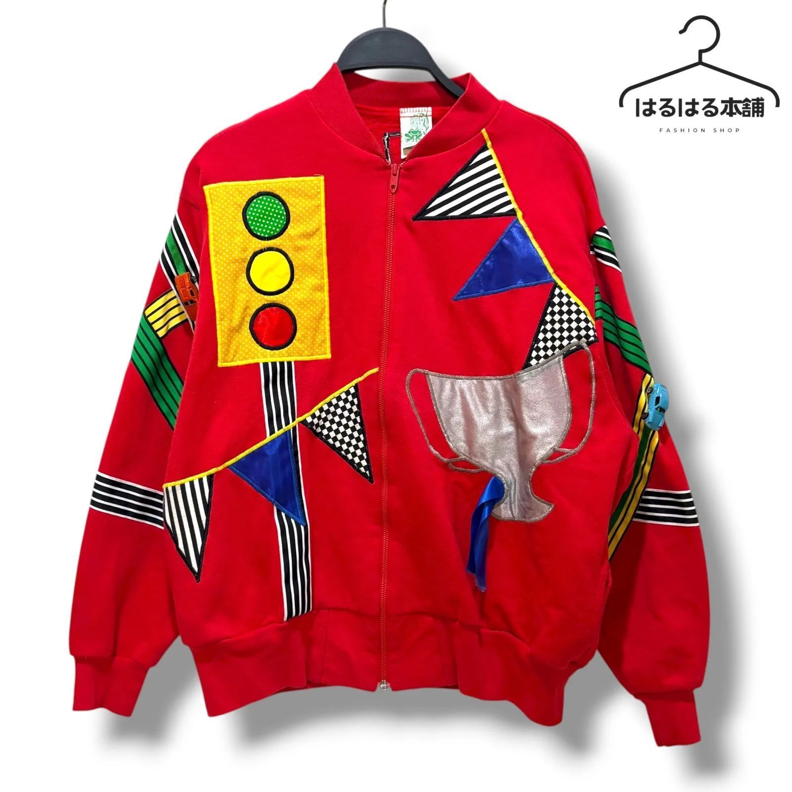 激 the frog pond 古着 赤 レッド ヴィンテージ ミニカー カジュアル ストリート 長袖 スウェット トップス ジャケット パーカー ８０s ９０s ００s