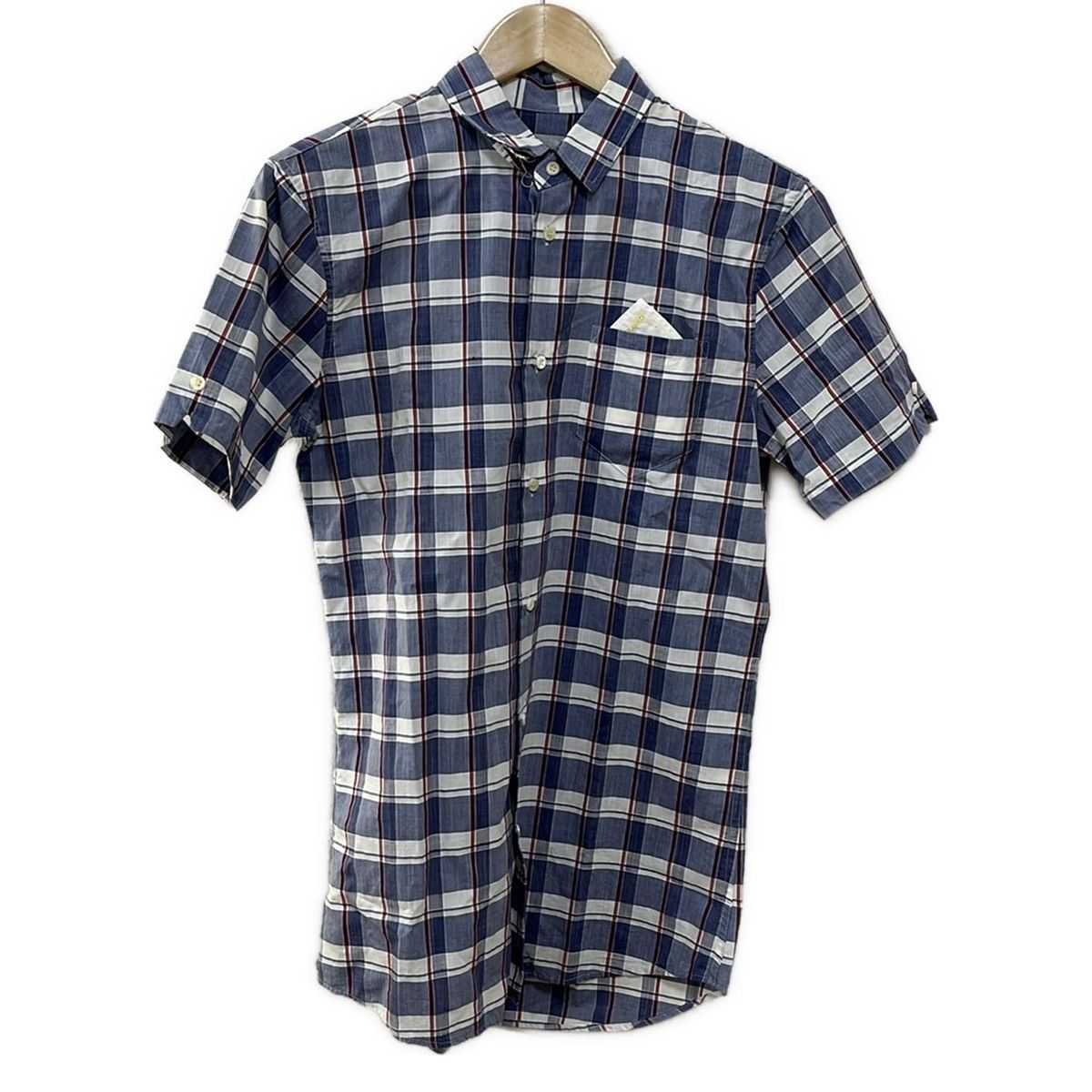 DSQUARED2 ディースクエアード 半袖シャツ サイズ46 S メンズ - 白×ネイビー×レッド チェック柄