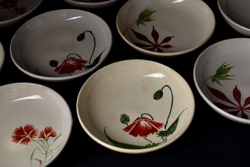 蔵C 6713 a 京焼 色絵 小皿 手塩皿 光琳画 五種二十客