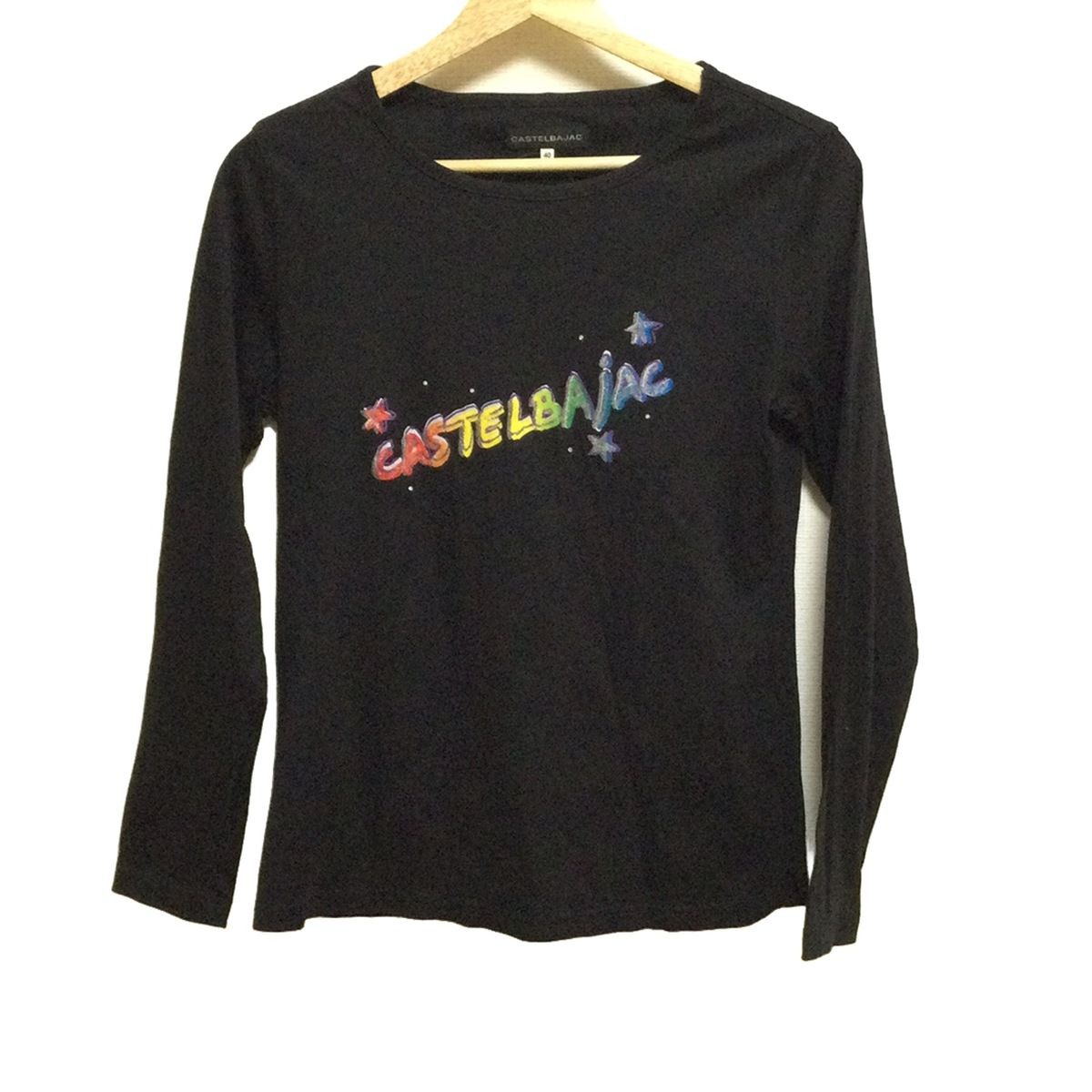 Castelbajac カステルバジャック 長袖Tシャツ サイズ40 M レディース - 黒×レッド×マルチ クルーネック ラインストーン ラメ