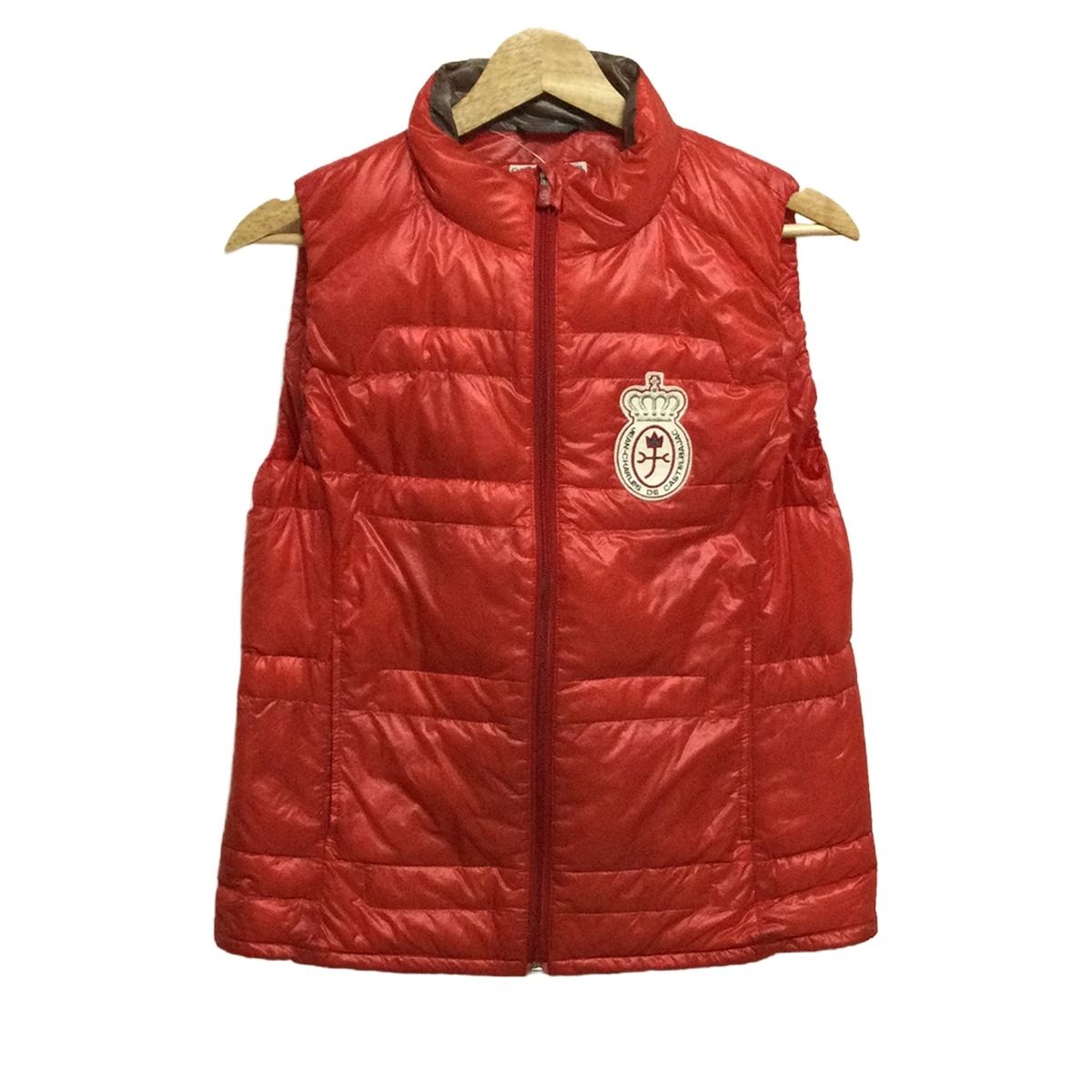 CastelbajacSport カステルバジャックスポーツ ベスト サイズ1 S レディース - レッド×白 刺繍 中綿 ジップアップ