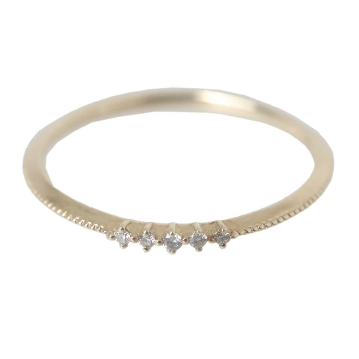 agete アガット ダイヤ デザイン リング K10 11号 0.02ct KA Bランク