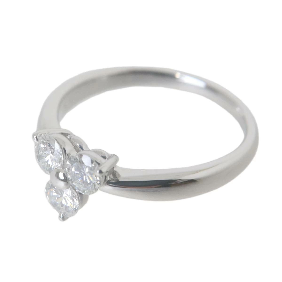 Pt 900 プラチナ 3 P ダイヤ リング 指輪 11号 0.52 ct 4.2 g KA 磨き仕上げ品 Aランク