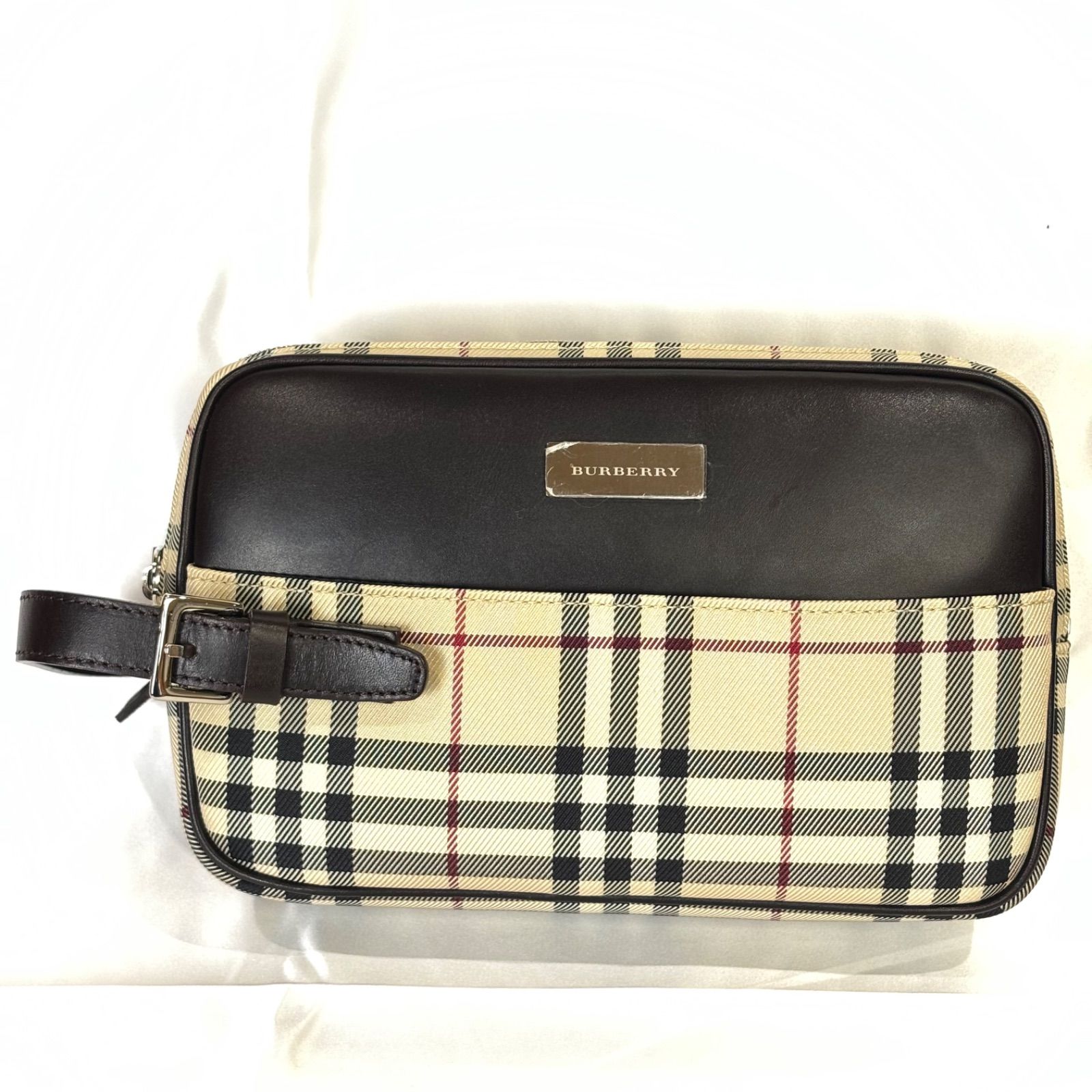 BURBERRY バーバリー クラッチバッグ Wジップ ナイロン ノバチェック セカンドバッグ ポーチ 男女兼用 T4 1-4