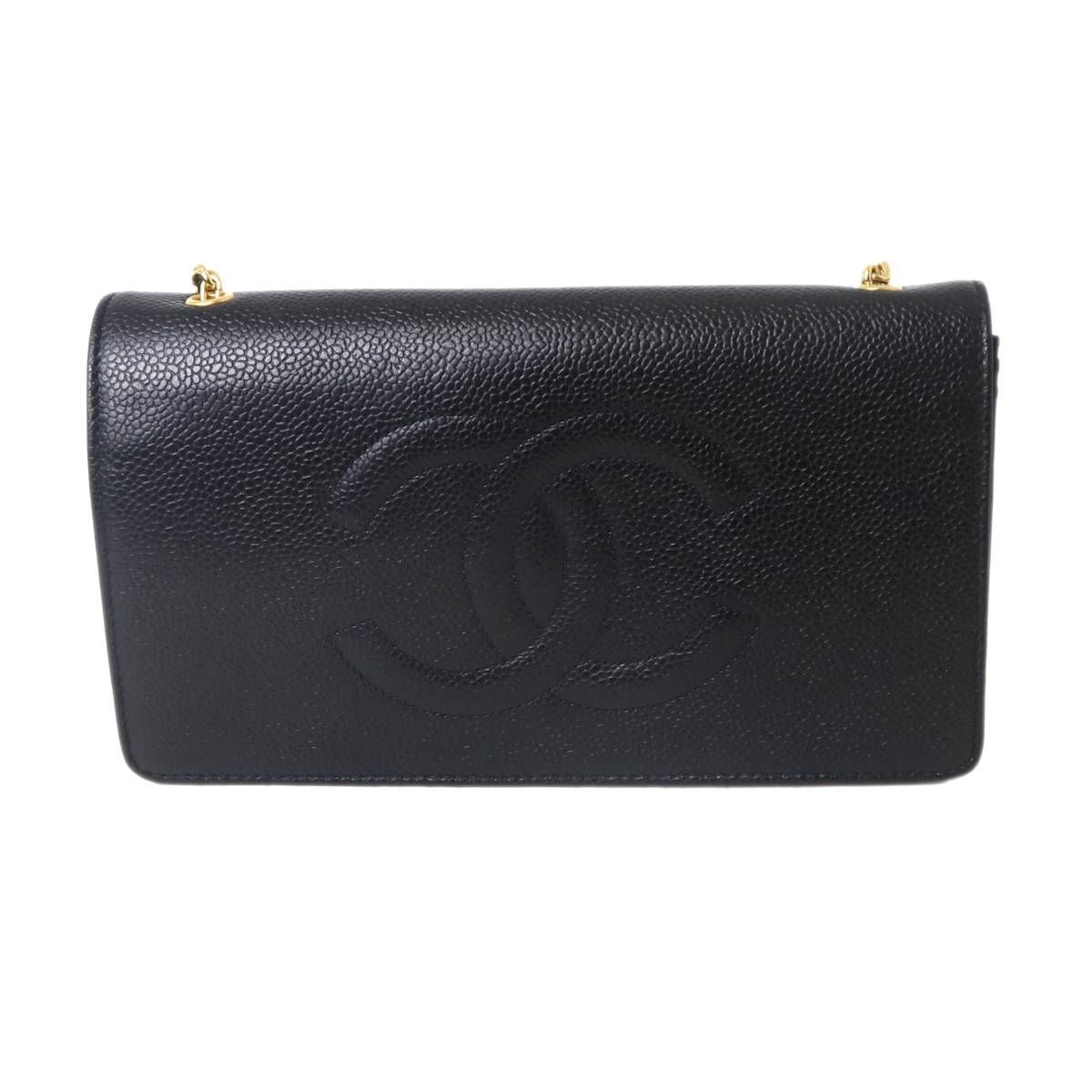 CHANEL シャネル ココ チェーンウォレット GC シール 箱 キャビアスキン ブラック レザー 3898206 NO ABランク