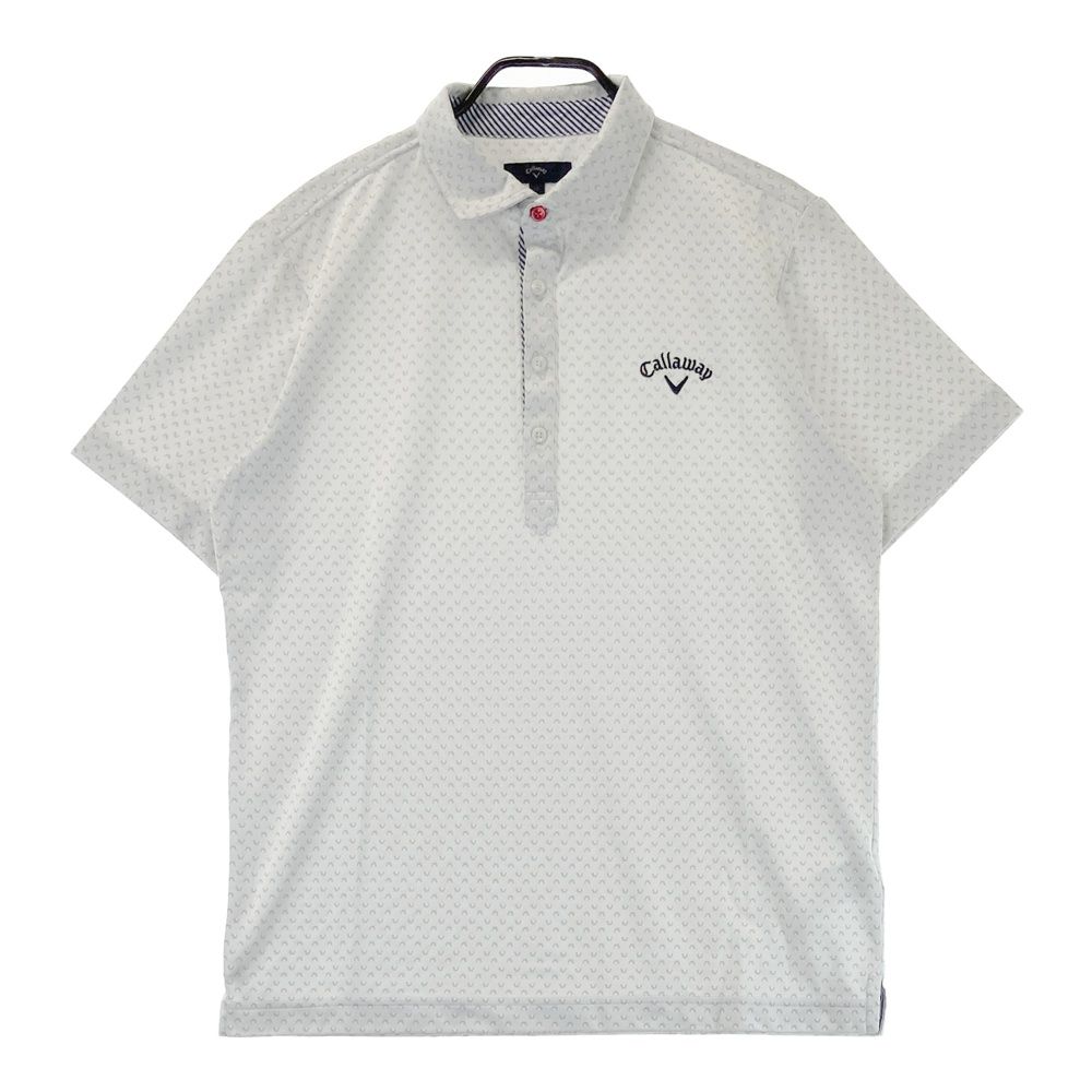 Callaway ゴルフウェア 半袖ポロシャツ 水玉 ドット柄 サイズL 白×黒