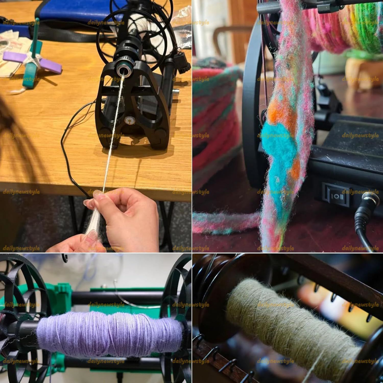 ディスプレイとフットスイッチ付きミニ毛糸紡績車