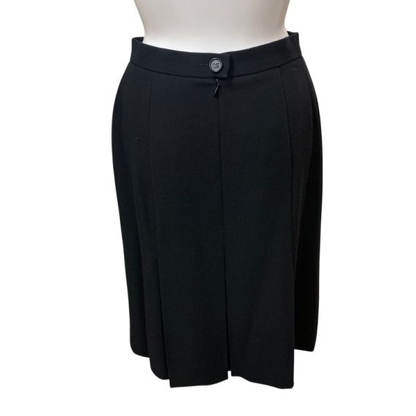 ○◇ シャネル CHANEL スカート 膝丈 ボックスプリーツ 黒 ウール