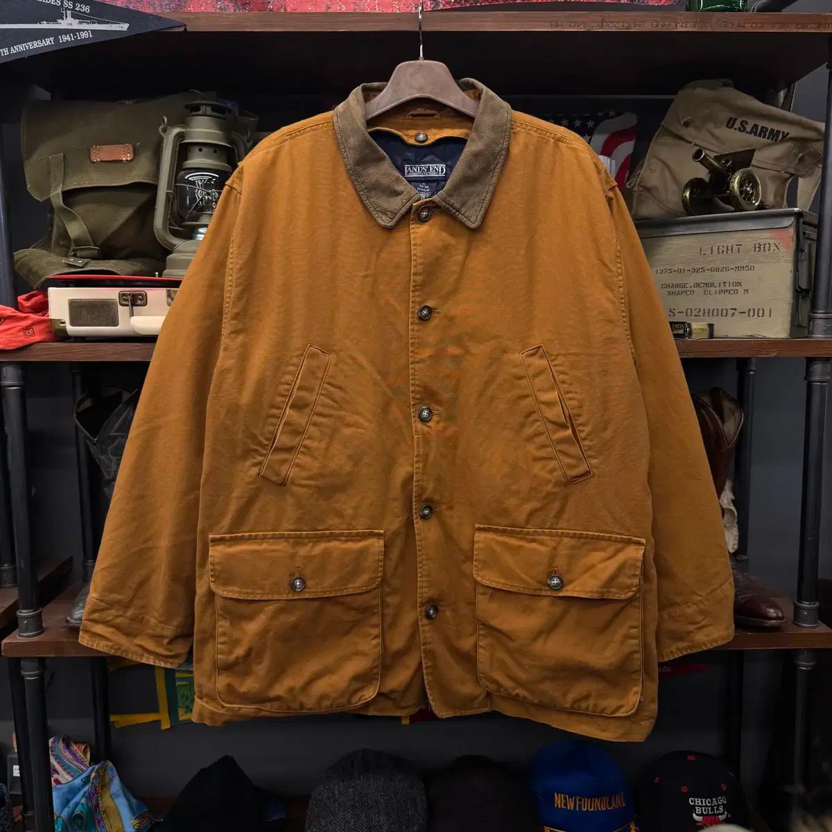 90s Lands End コーデュロイ KARA カラ キルティング ライニング ウォーク ハンティング チョア コート