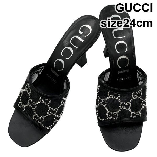 ○ グッチ GUCCI ミュール サンダル 靴 透け感 GGマーク ライン