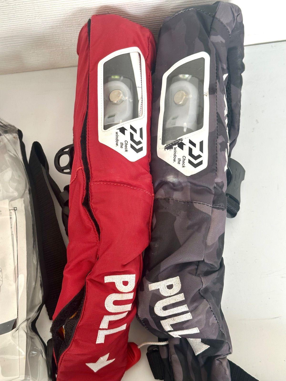 ダイワ 膨張式ライフジャケット DF-2207 レッド カモフラ 2着セット スペアボンベ付き DAIWA 桜マーク タイプA ウエスト 腰巻き救命胴衣