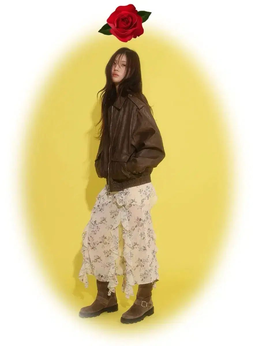 loulouseoul City Blooming Leather Jacket brown