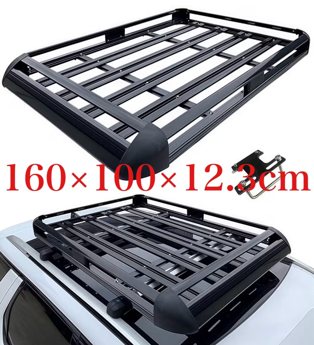 ルーフラック ルーフキャリア 160 100 12 3 cm 耐荷重100 kg アルミ 汎用 ベース カーキャリア 防錆 耐摩耗性 頑丈な構造 車用ルーフラック カー用品 カーゴラック アウトドア ブラック