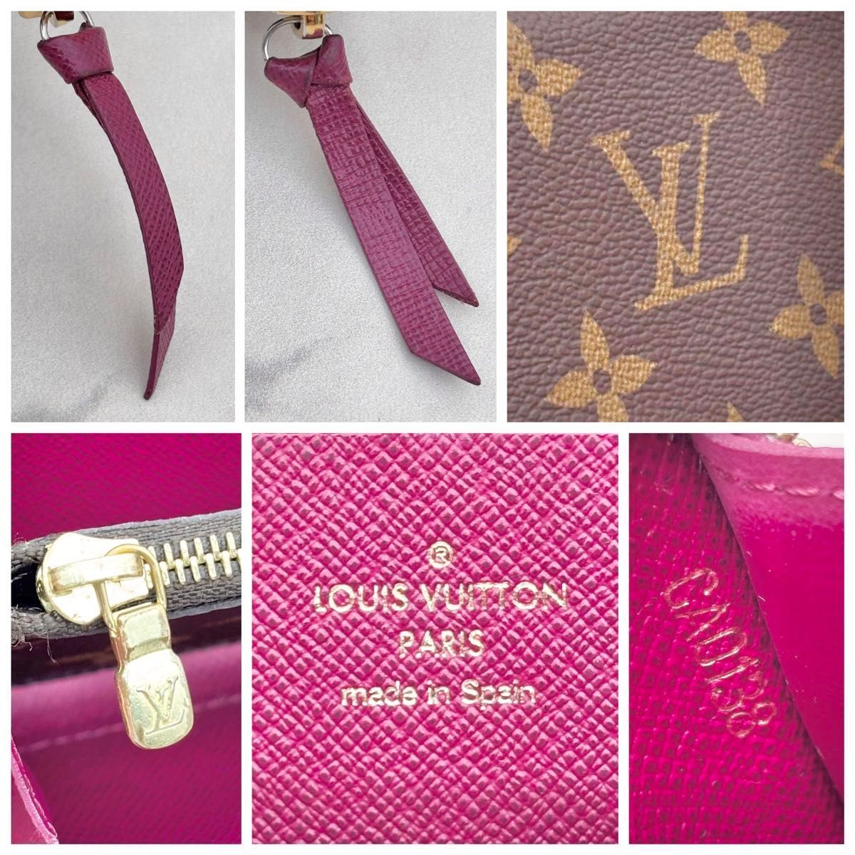  超 ルイヴィトン モノグラム ポルトフォイユ クレマンス フューシャ 長財布 小物