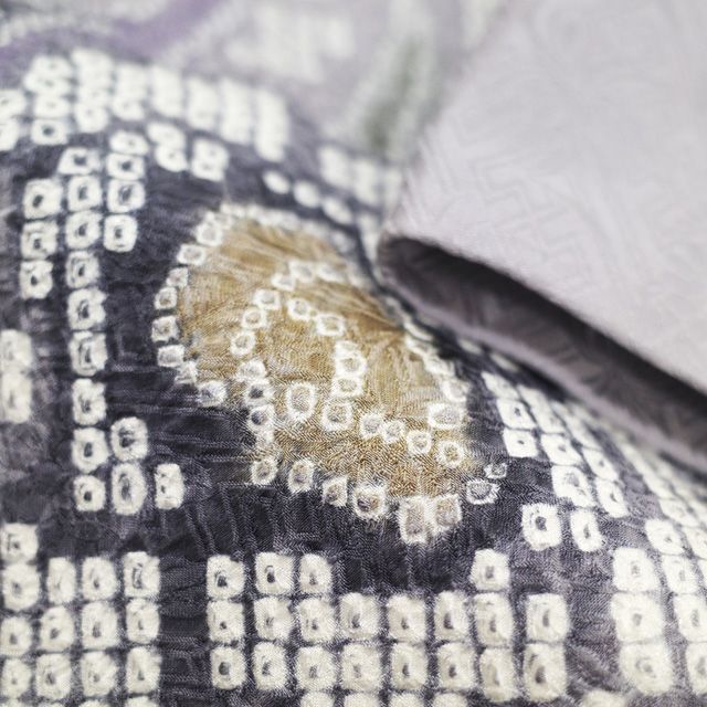 中古】 名古屋帯 リサイクル 藤娘きぬたや 絞り 正絹 九寸 薄灰紫 薄紫