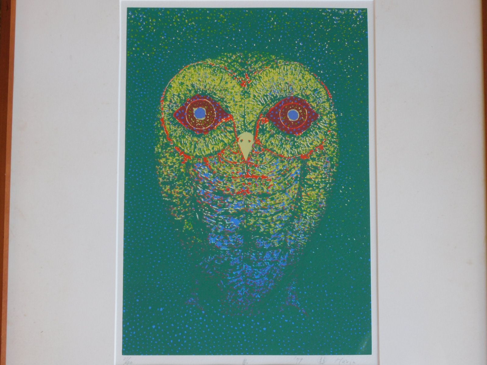 針生鎮郎 リトグラフ 梟 額装 HK a 05652