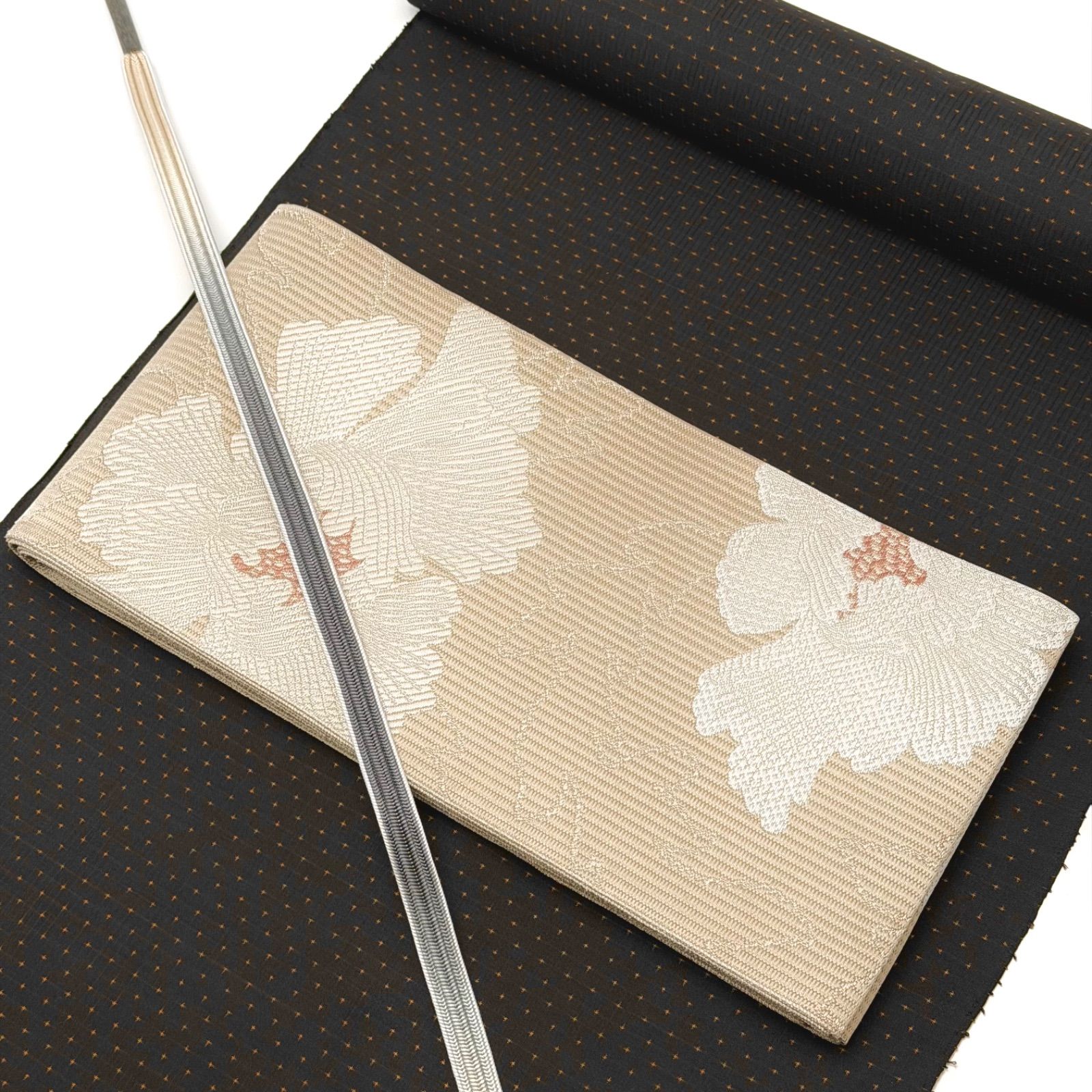 半幅帯 博多織 リバーシブル 博多小袋帯 牡丹柄 0058