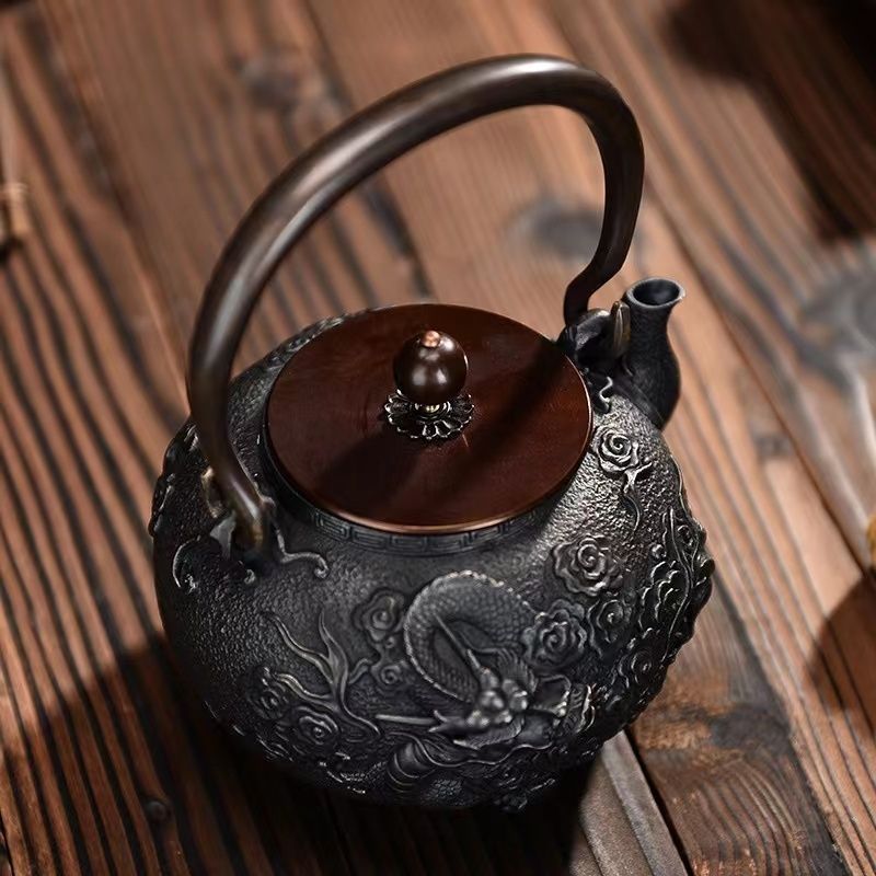 鉄器 提梁壺 老鉄瓶 茶道具対応 鉄やかん 鉄分補給 鉄びん 1300 ml ch 18