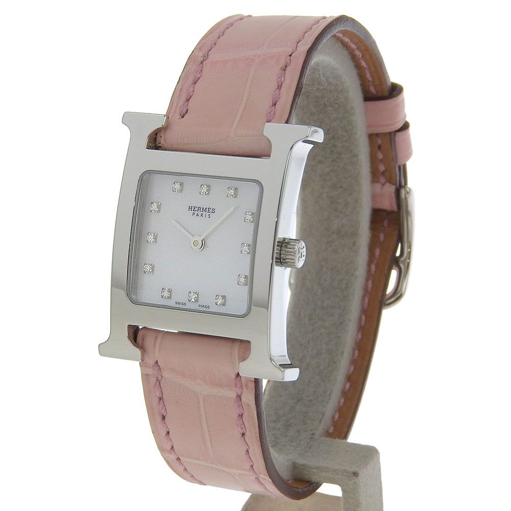 HERMES】エルメス Hウォッチ 12Pダイヤ HH1.210 ステンレススチール