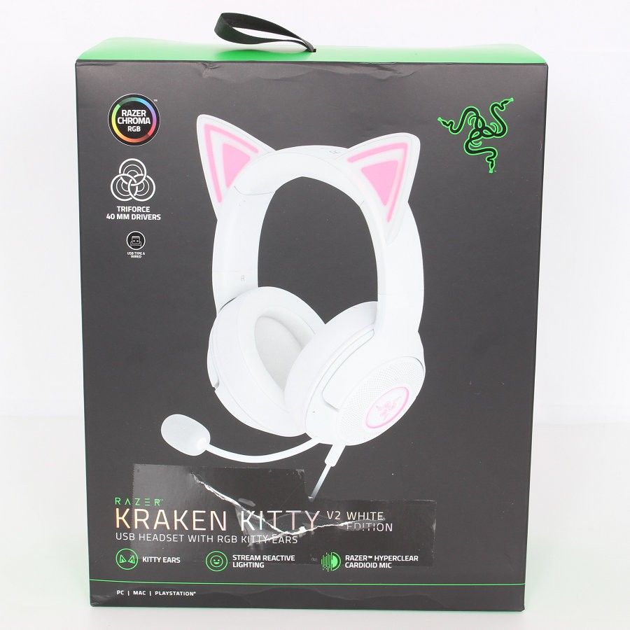 Razer Kraken Kitty V2 RZ04-04730600-R3M1 ホワイト ネコミミゲーミングヘッドセット ヘッドホン レイザー 本体