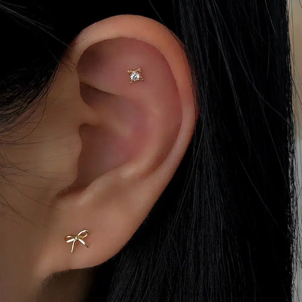 14 k 18 わ リボン ピアス