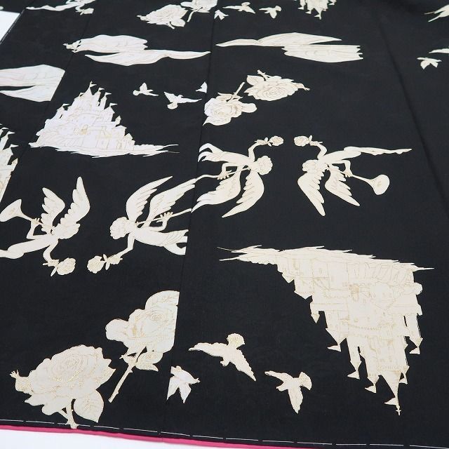 ❁tomihisa❁新品 モダンアンテナ 個性的 レトロ 天使 洗える着物 成人