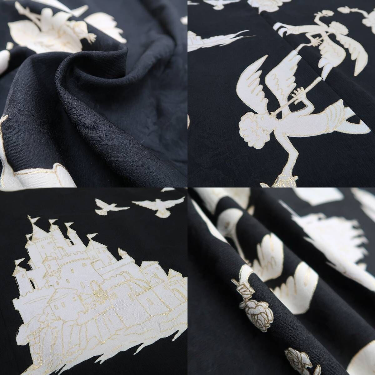 平和屋着物○豪華振袖 雪輪舞桜 黒地 暈し染め 金彩 やまと誂製 正絹
