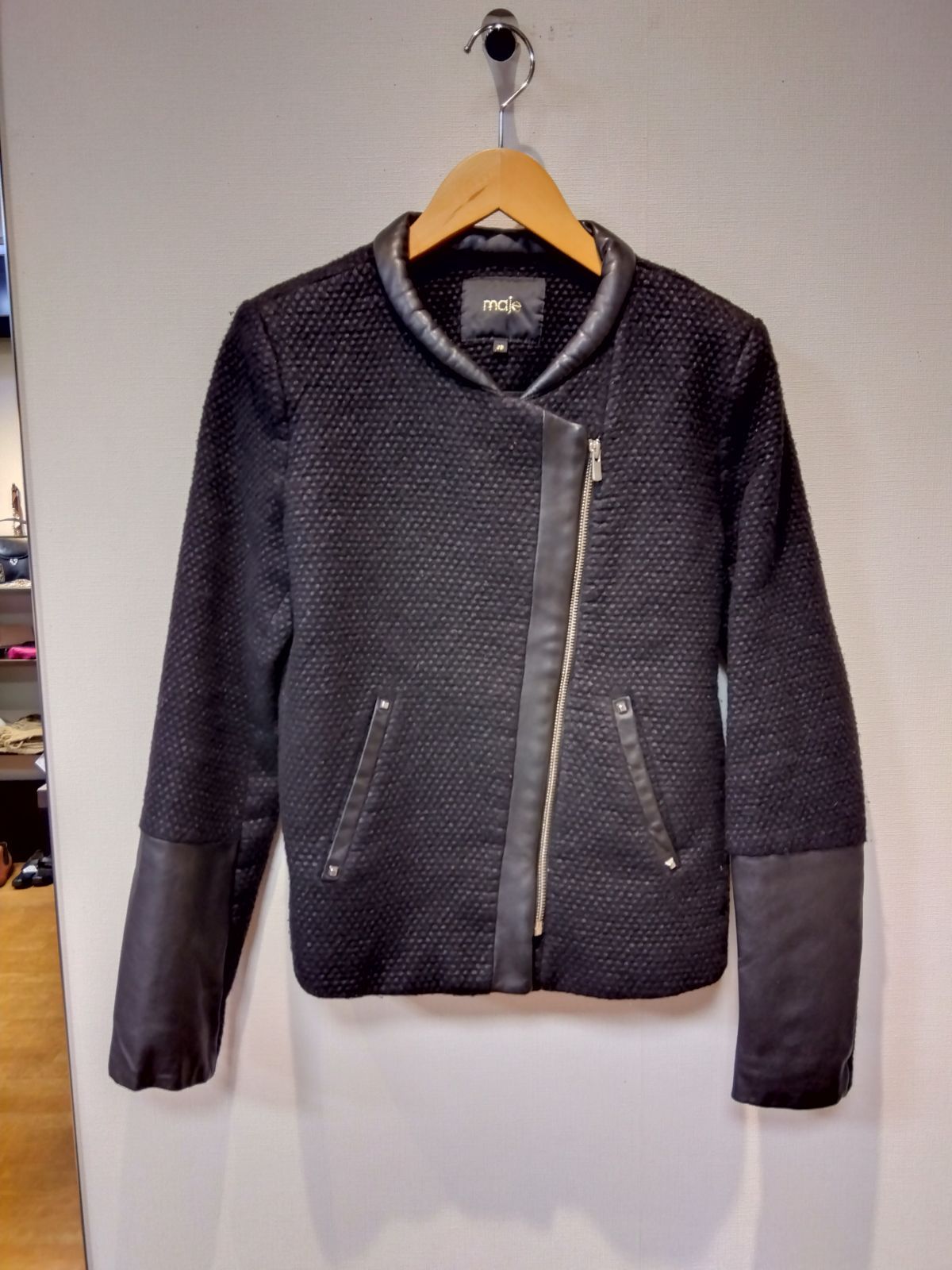 M20 maje マージュ ジャケット 黒 ウール 羊革 38サイズ