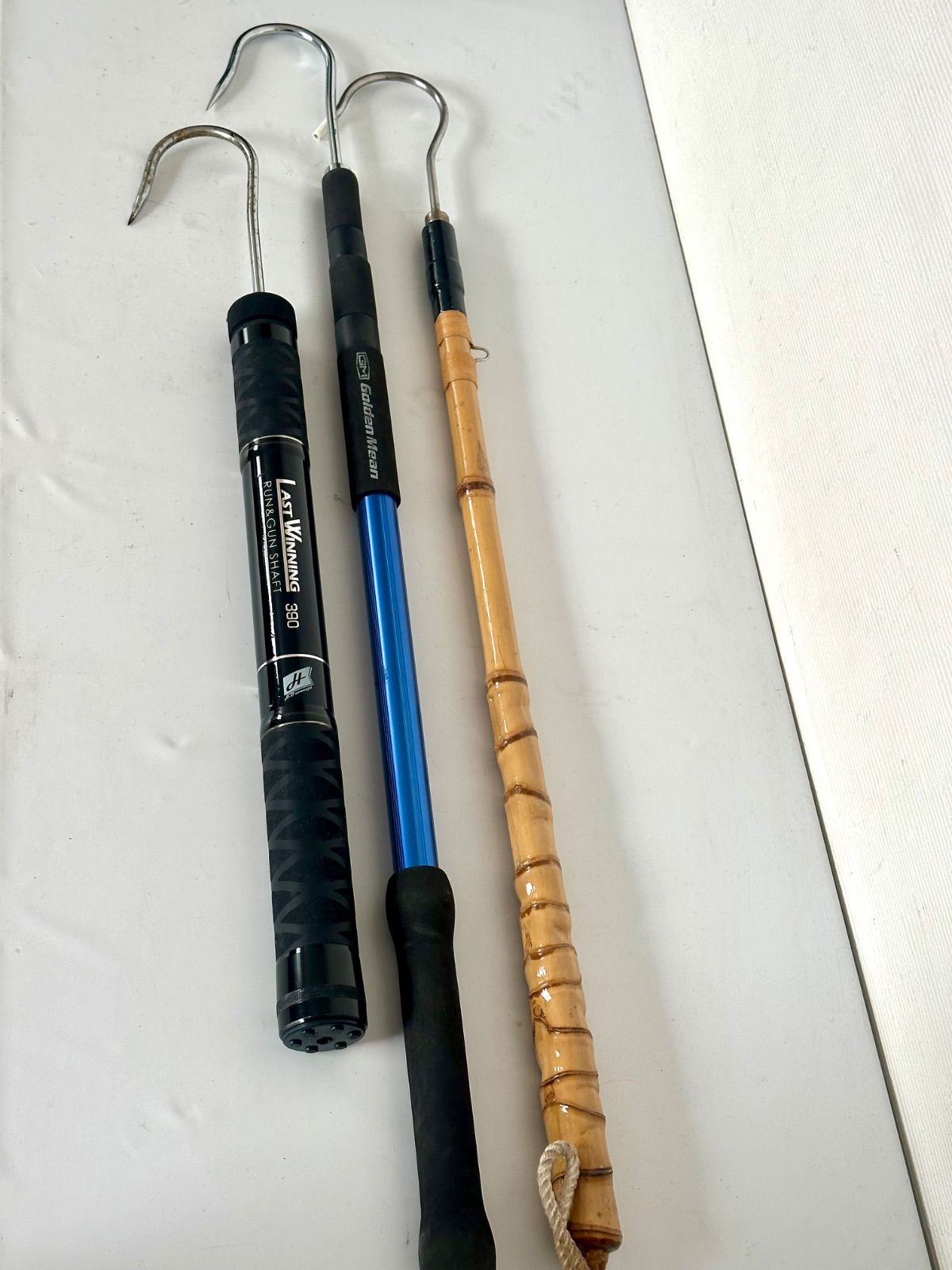 釣具 ギャフ 3本セット シャフト付き 船 磯 堤防 釣竿 ゴールデンミーン