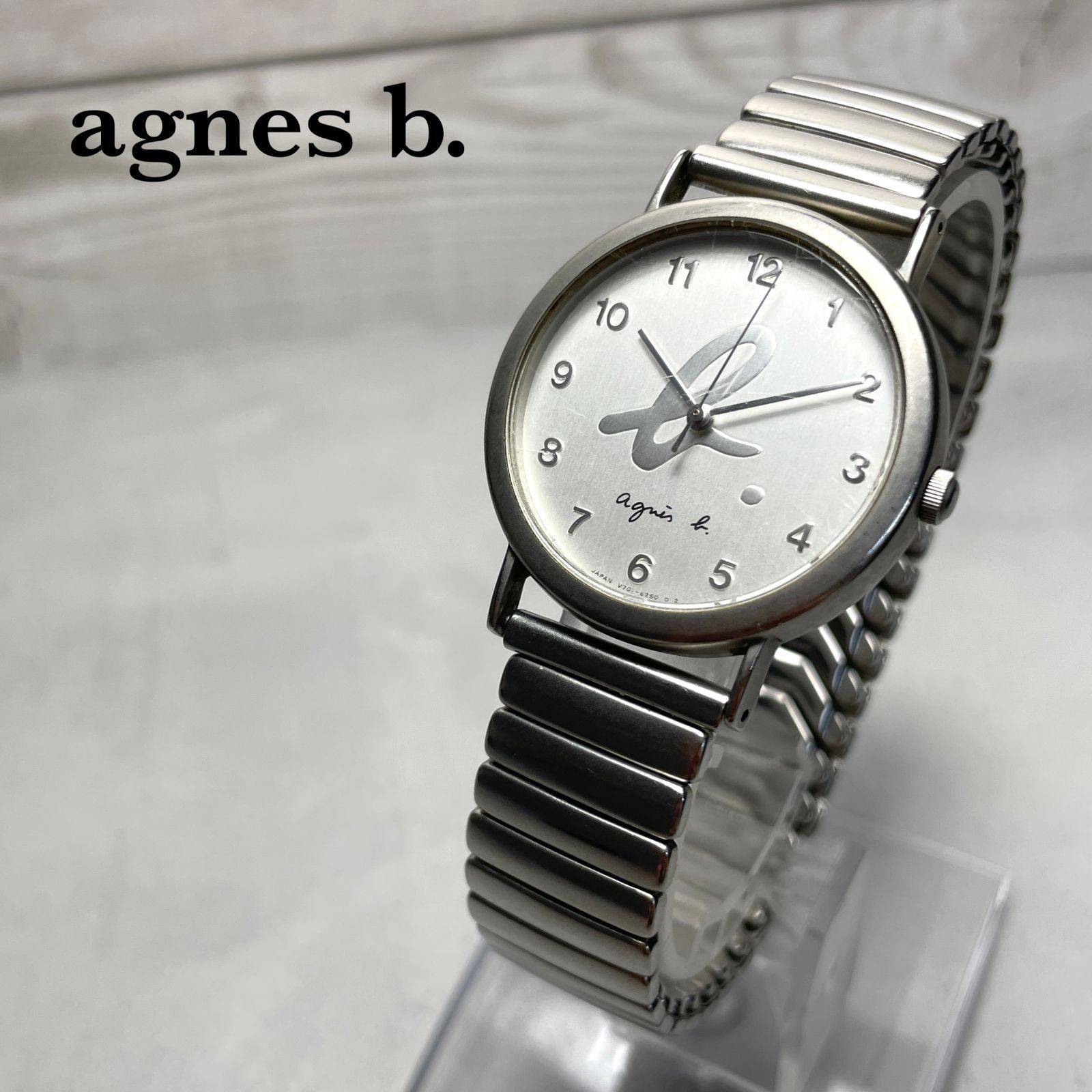 agnes b アニエスベー 伸縮バンド 腕時計 シルバー - メルカリ
