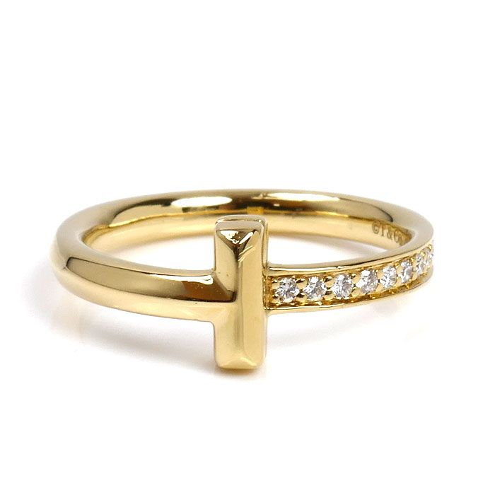 豊富な品揃え！ TIFFANY-Co. ティファニー K18YG イエローゴールド Tワン ナロー ダイヤ リング 指輪 67795148 ダイヤモンド 13号 4.2g レディース 説得的な