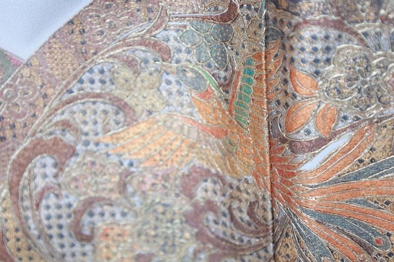 黒留袖　黒　ゴールド濃淡　珊瑚朱　鳳凰　青海波　七宝　花　五つ紋桔梗　B1093 黒留袖 黒 ゴールド濃淡 珊瑚朱 鳳凰 青海波 七宝 花 五つ紋桔梗 B1093