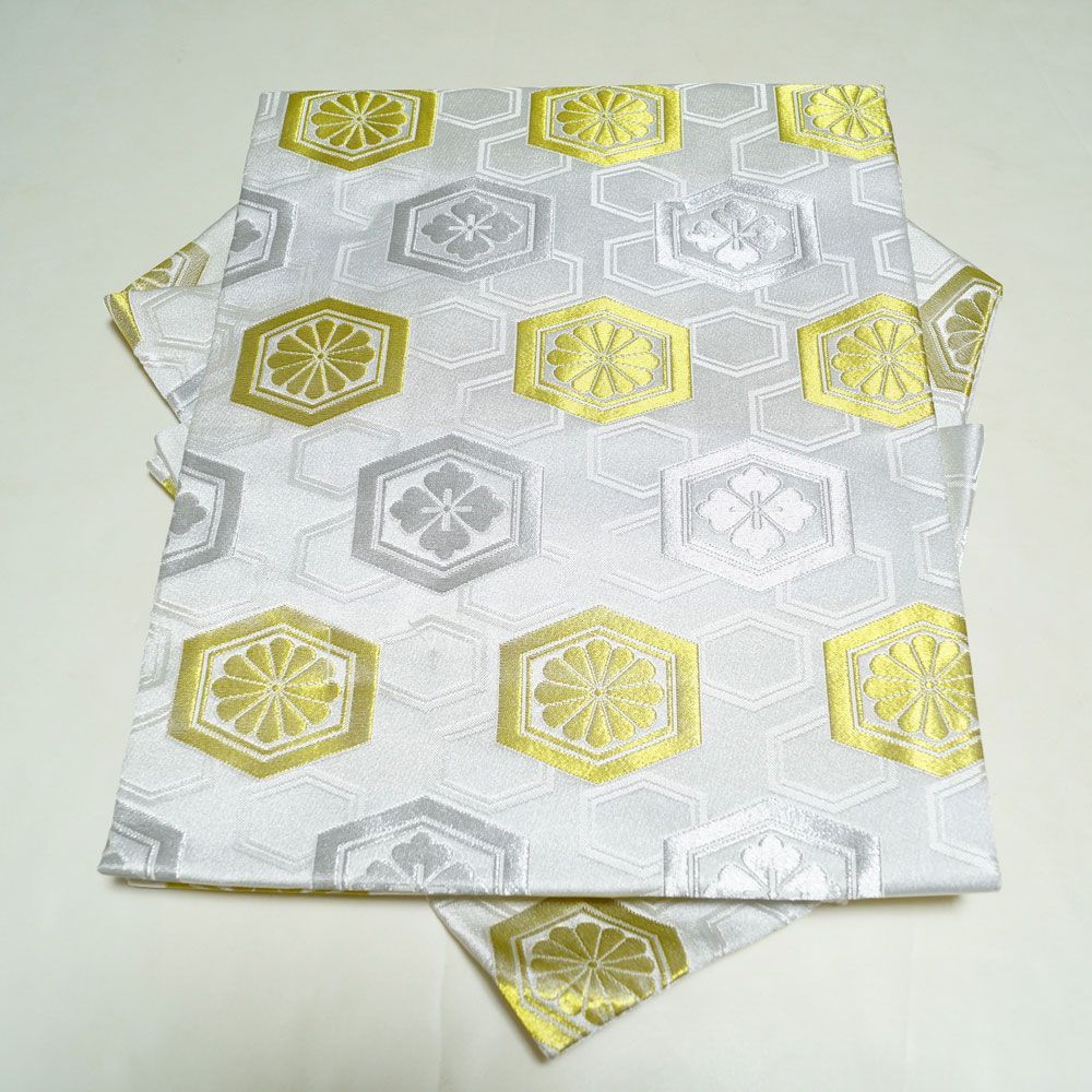 金襴後見帯 踊り用 後見帯 金襴 亀甲に菊 花菱 後見結び帯 二部式 作り帯 踊り帯 踊り 帯 着物 踊り着物 リサイクル着物 舞踊 踊り用帯 衣裳 日本舞踊 新舞踊 演劇 舞台 衣装 ステージ カラオケ