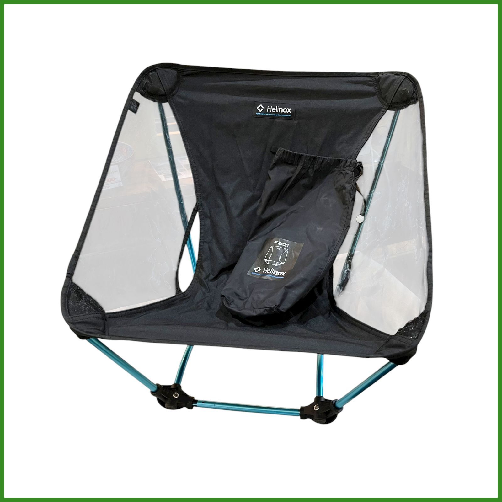 Helinox ヘリノックス グラウンドチェア ブラック×ブルー 収納袋付き コンパクトサイズ アウトドア ツーリング キャンプ