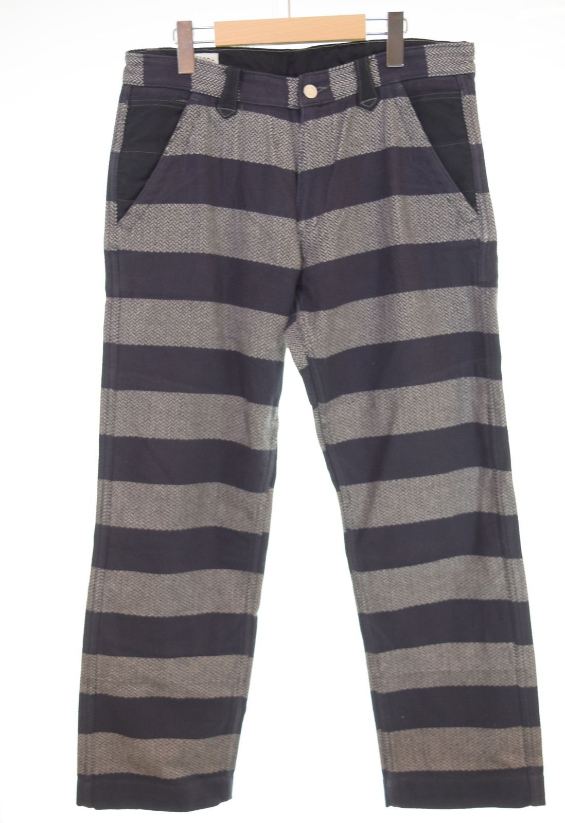 ウエストライド WESTRIDE ヘリンボーン ボーダー柄 パンツ ボトムスその他 ブラック 34 103MB-662