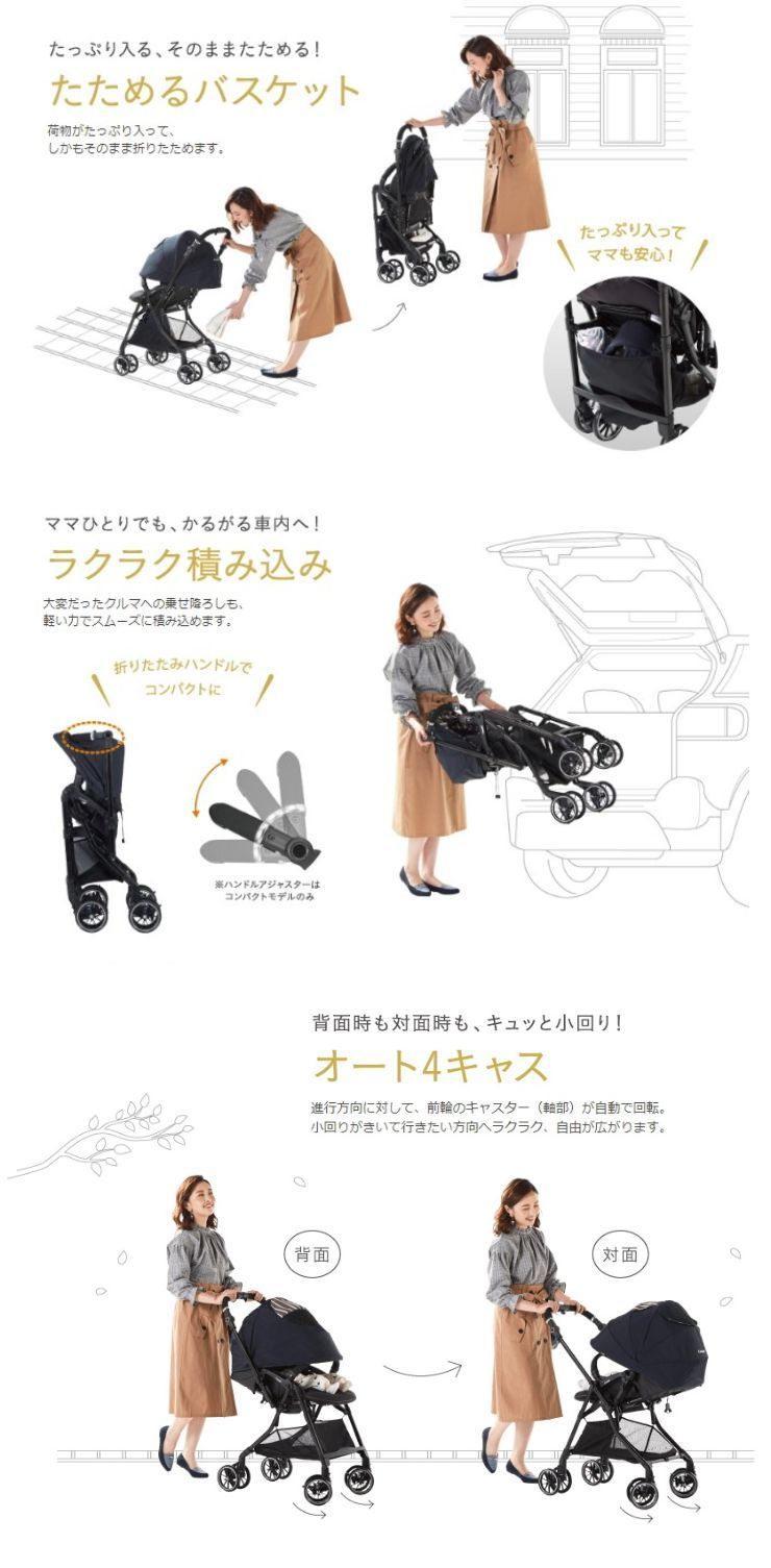  スゴカルα 4キャス Light エッグショック HS スターナイトネイビー コンビ製ベビーカー 生後1カ月～ クリーニング済み ベビーカー バギー 外出 移動用品