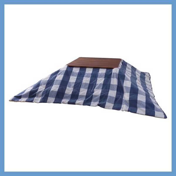 こたつ布団 正方形 薄掛け ギンガムチェック柄 W 190 D cm No 165 ブルー