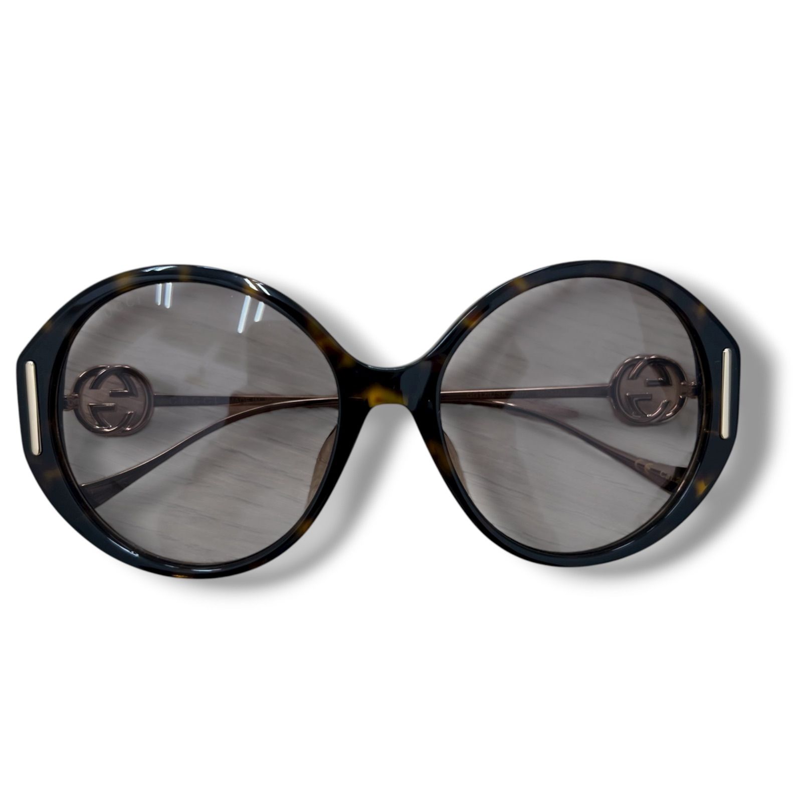 Y GUCCI グッチ サングラス ブラウン ゴールド グラデーション インターロッキング