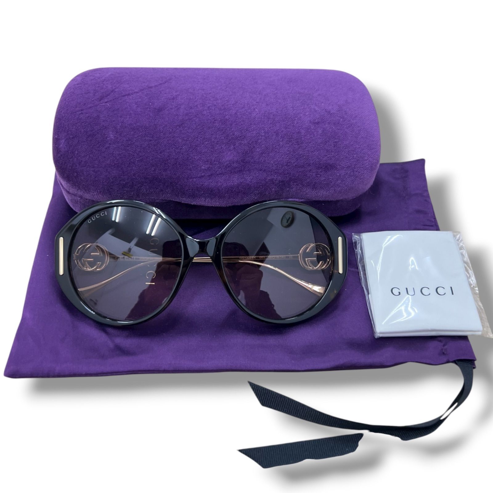 Y GUCCI グッチ サングラス ブラウン ゴールド グラデーション インターロッキング