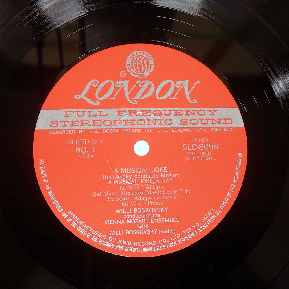 帯付き 国内盤 ボスコフスキー/音楽の冗談 モーツァルト名演集/LONDON