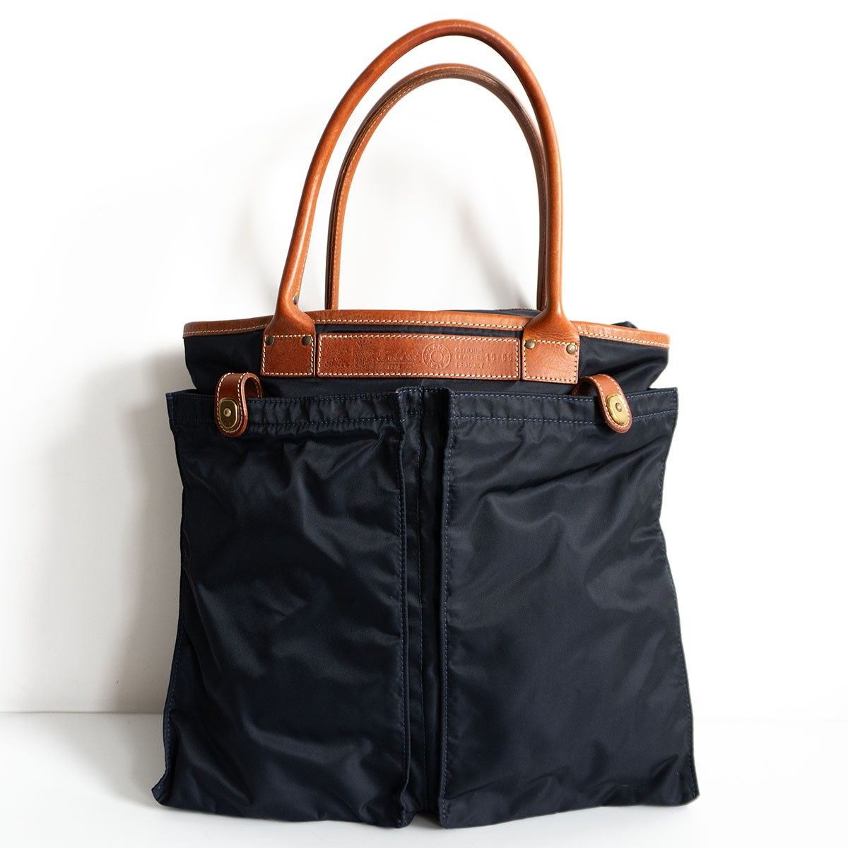 FELISI 15-55 DS ヘルメットバッグ ネイビー×ブラウン ナイロン×レザー トート ビジネス フェリージ 25110258