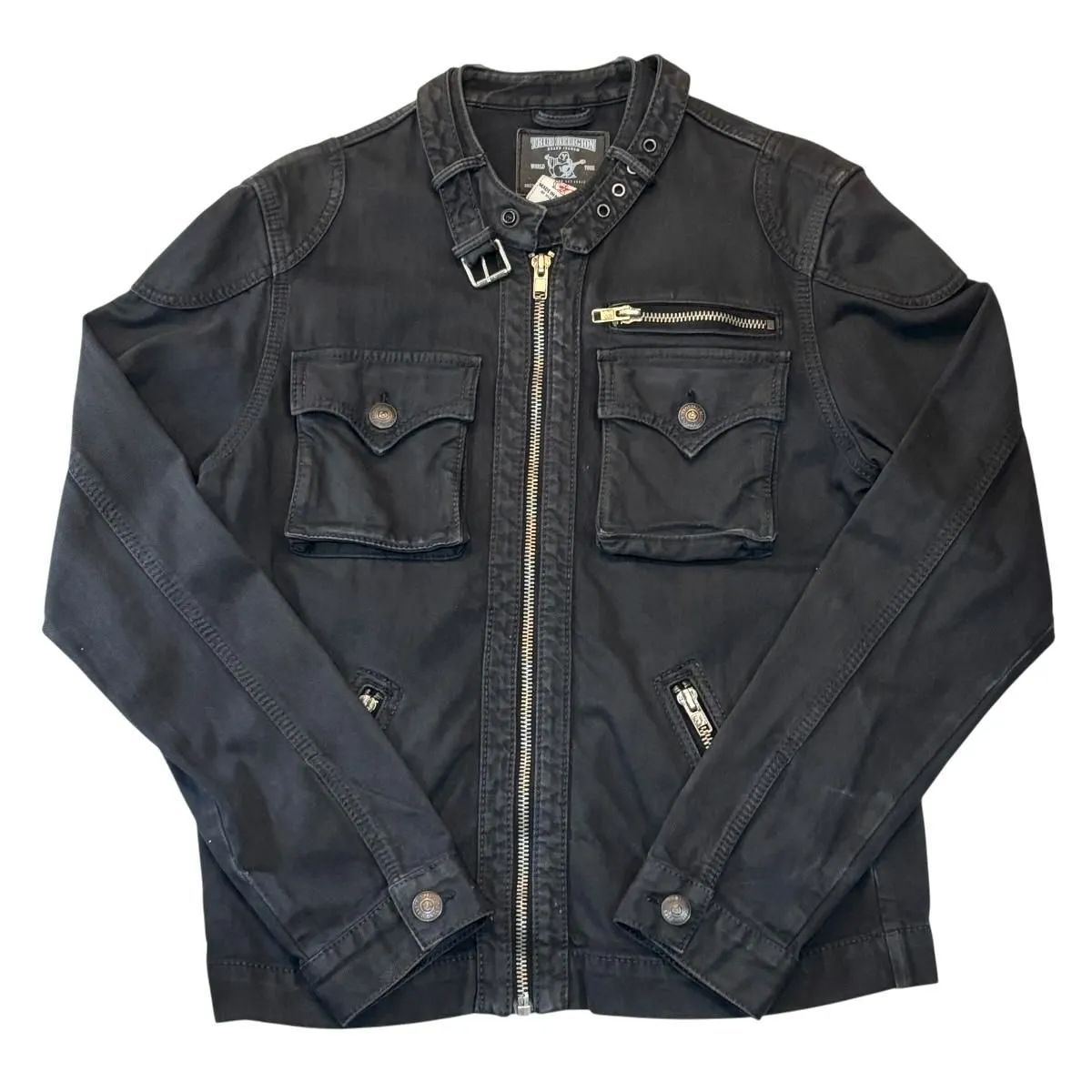 00s TRUE RELIGION Chad Badlands Moto jacket トゥルーレリジョン モーターサイクルジャケット L 黒 古着