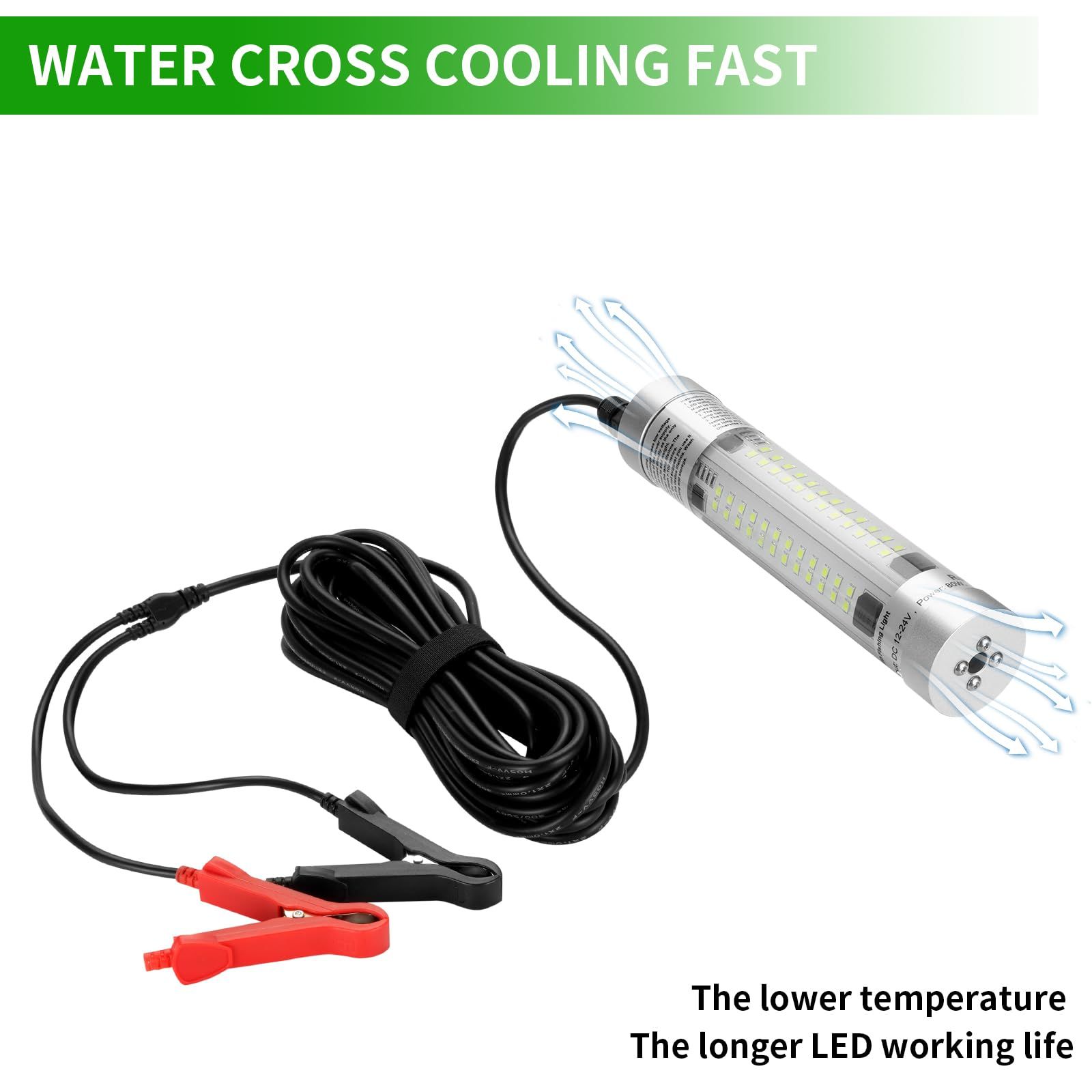 300W超高輝度耐久性アルミニウム夜間水中魚餌LEDランプ 36000ルーメンDC12V-24V