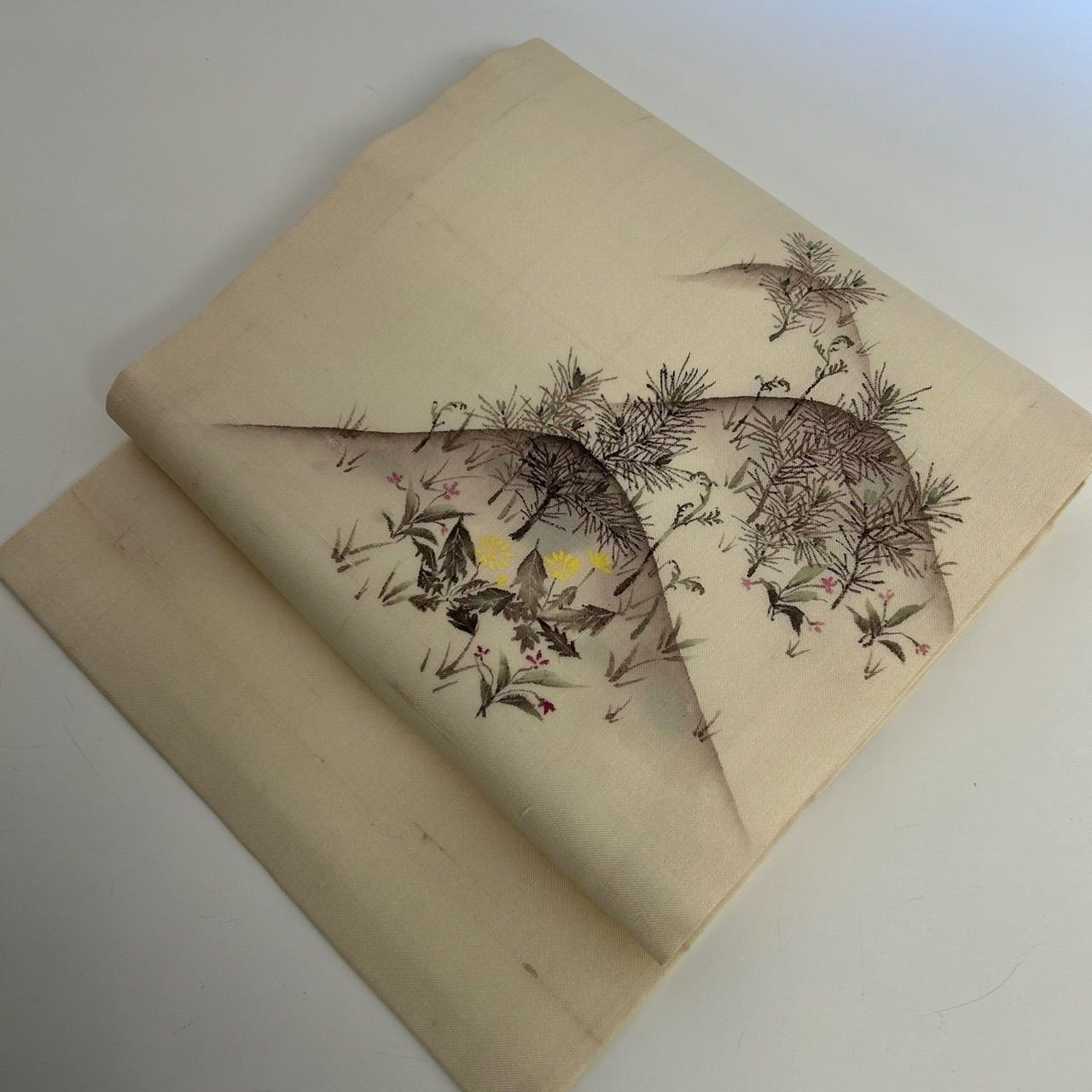 名古屋帯 正絹 紗紬 遠山 花草の染め 九寸 MA-933 - メルカリ