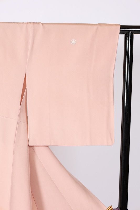 色留袖 一つ紋丸に三階菱 桜色 茶 グレー ゴールド グリーン 金駒加工 作家もの B 1104