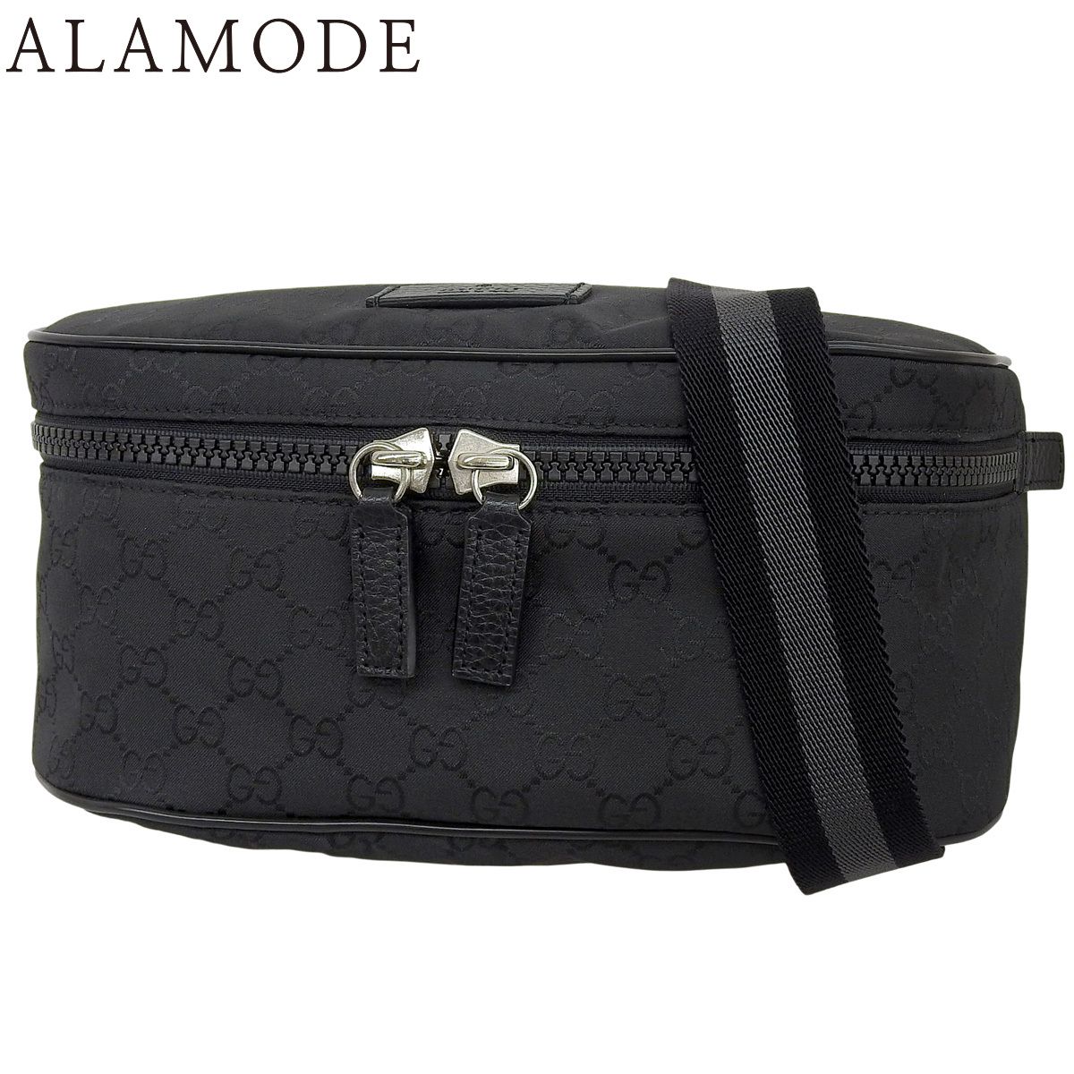 GUCCI グッチ GGボディバッグ ウエストバッグ ボディバッグ ウエストポーチ 斜め掛けバッグ ショルダーバッグ GGナイロン ブラック黒 シルバー金具 449182 メンズ 40802156414 アラモード