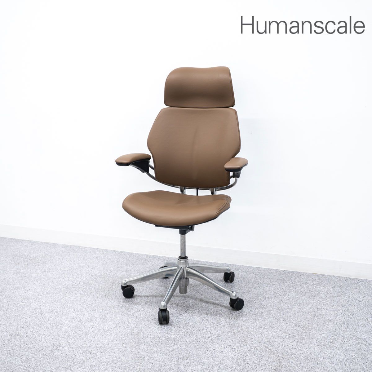 Humanscale ヒューマンスケール Freedom フリーダム キャスター アーム チェア レザー ブラウン ニールズ ディフリエント 定価65万 2