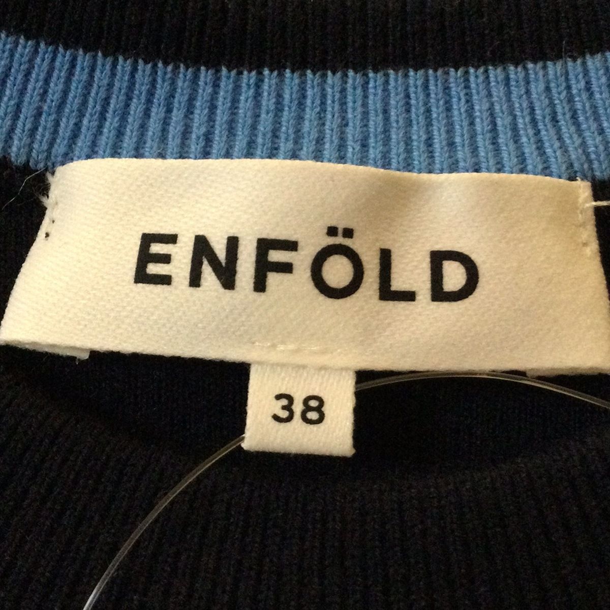  ENFOLD エンフォルド 長袖セーター サイズ38 M レディース - ダークネイビー×ブルー クルーネック 長袖 ニット セーター